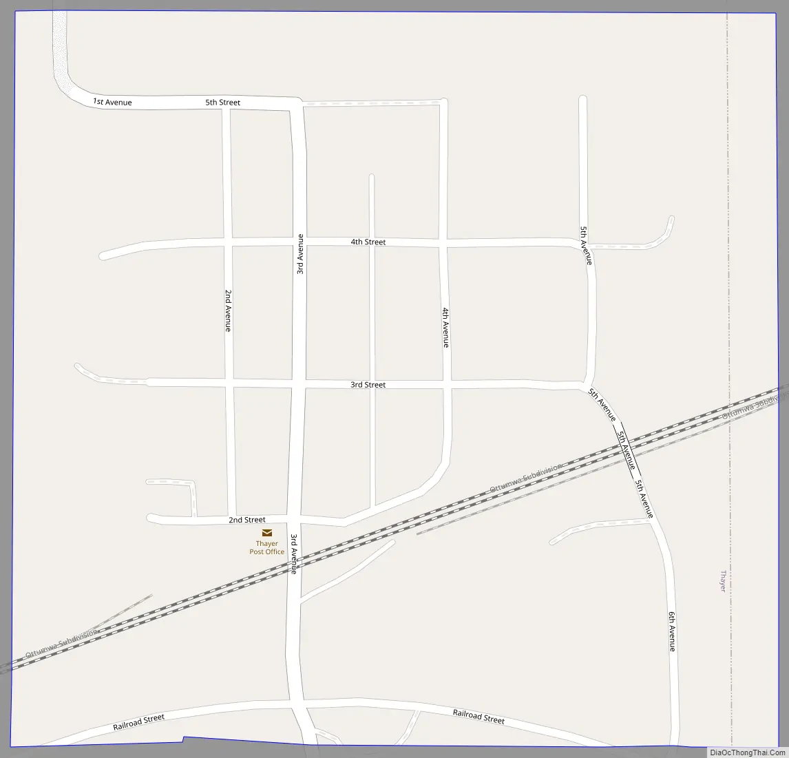 Map of Thayer city, Iowa