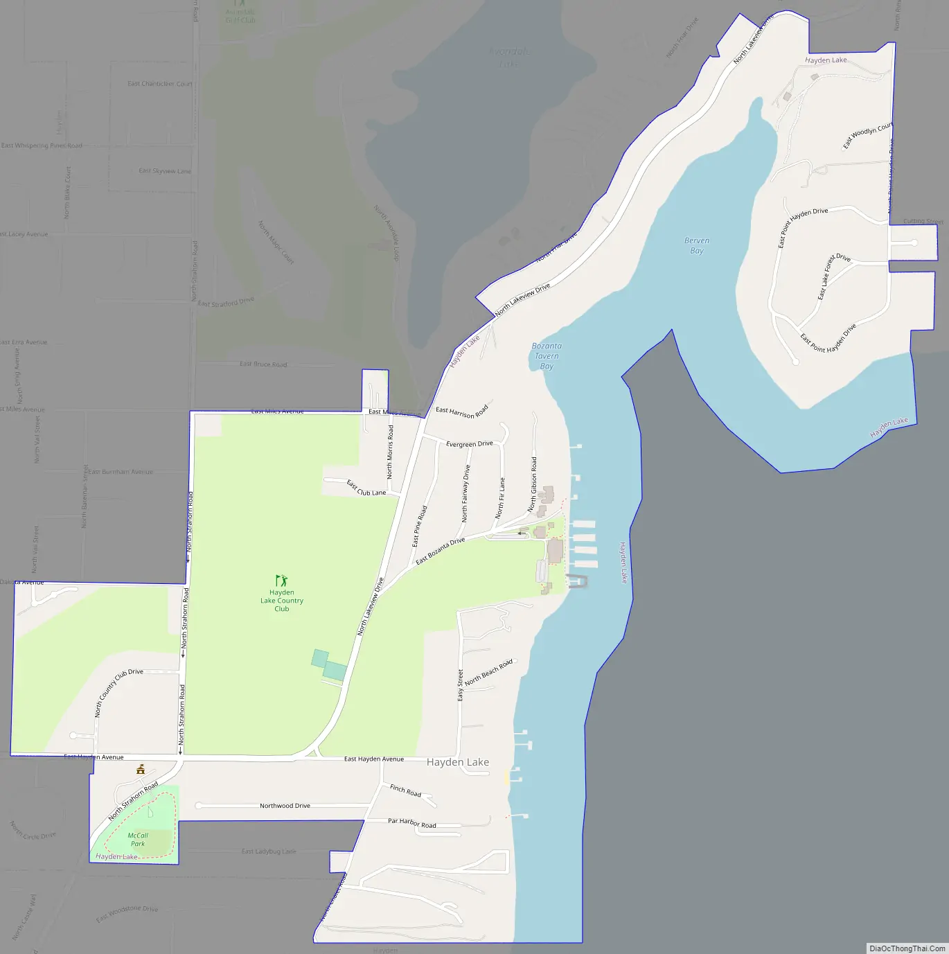 Map of Hayden Lake city