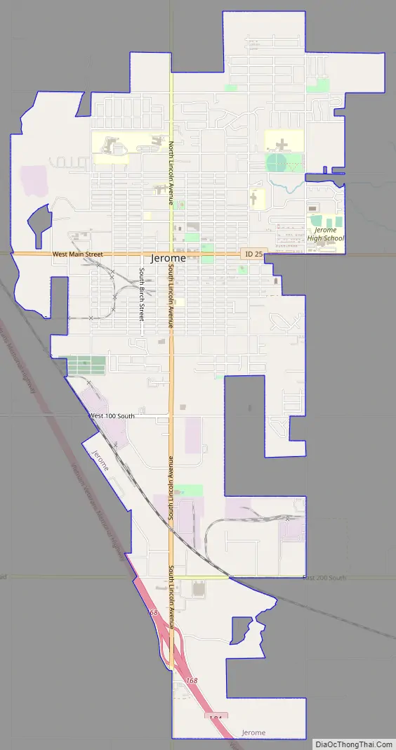 Map of Jerome city, Idaho