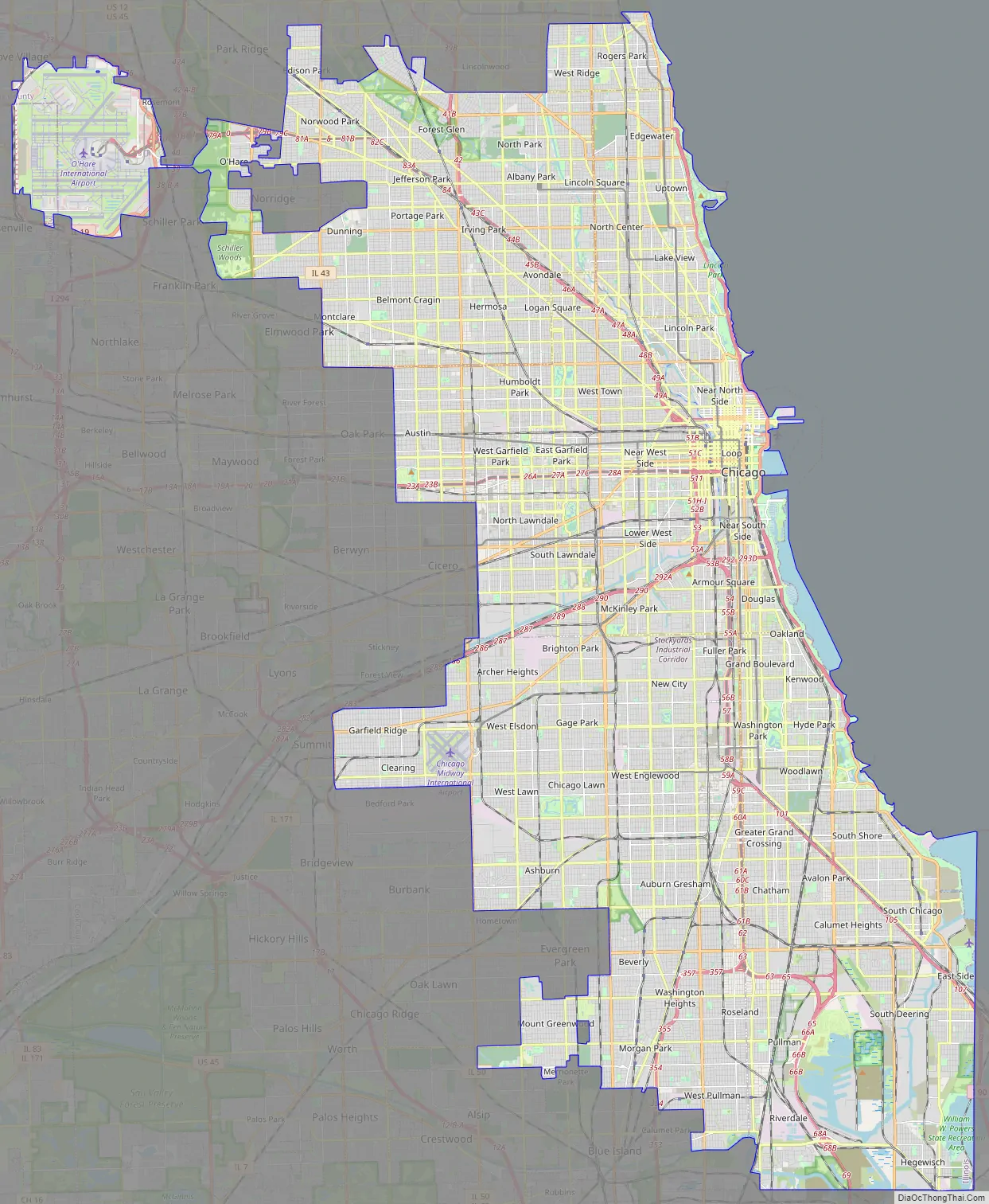 Road map of Chicago