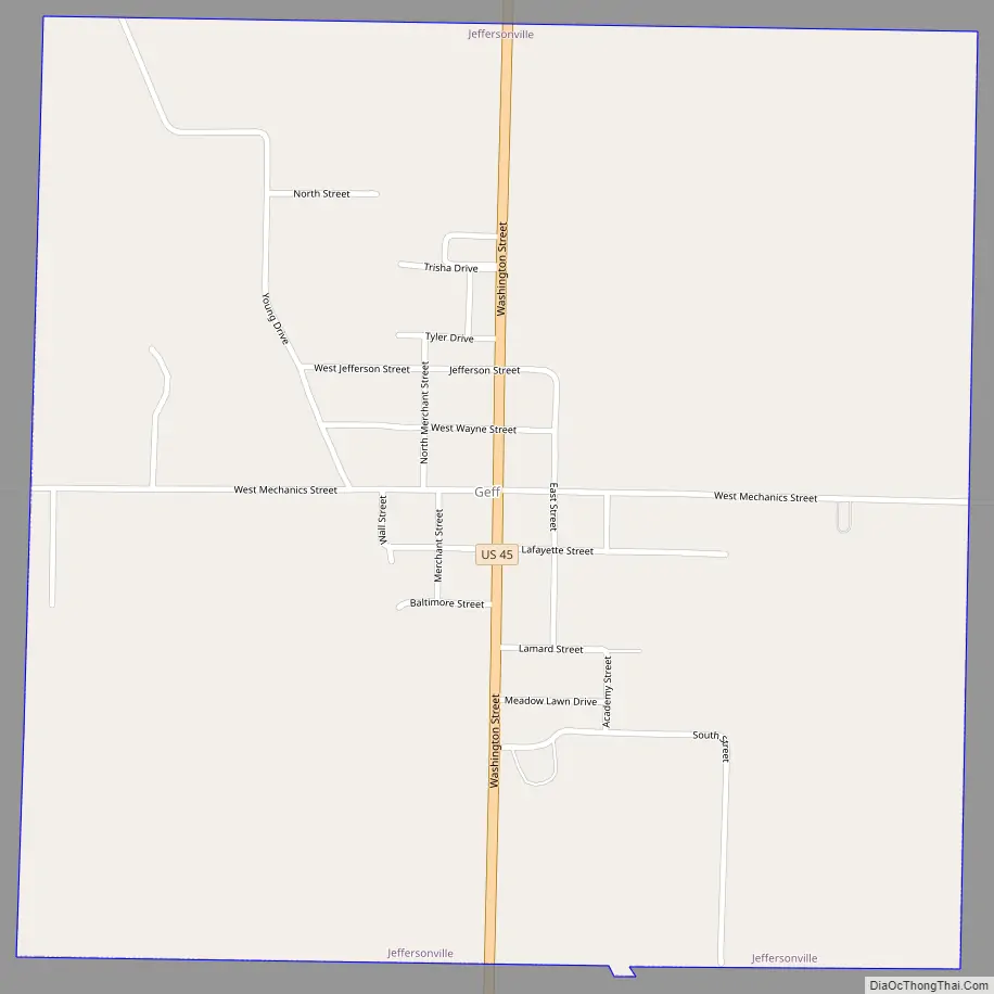 Map of Jeffersonville village, Illinois