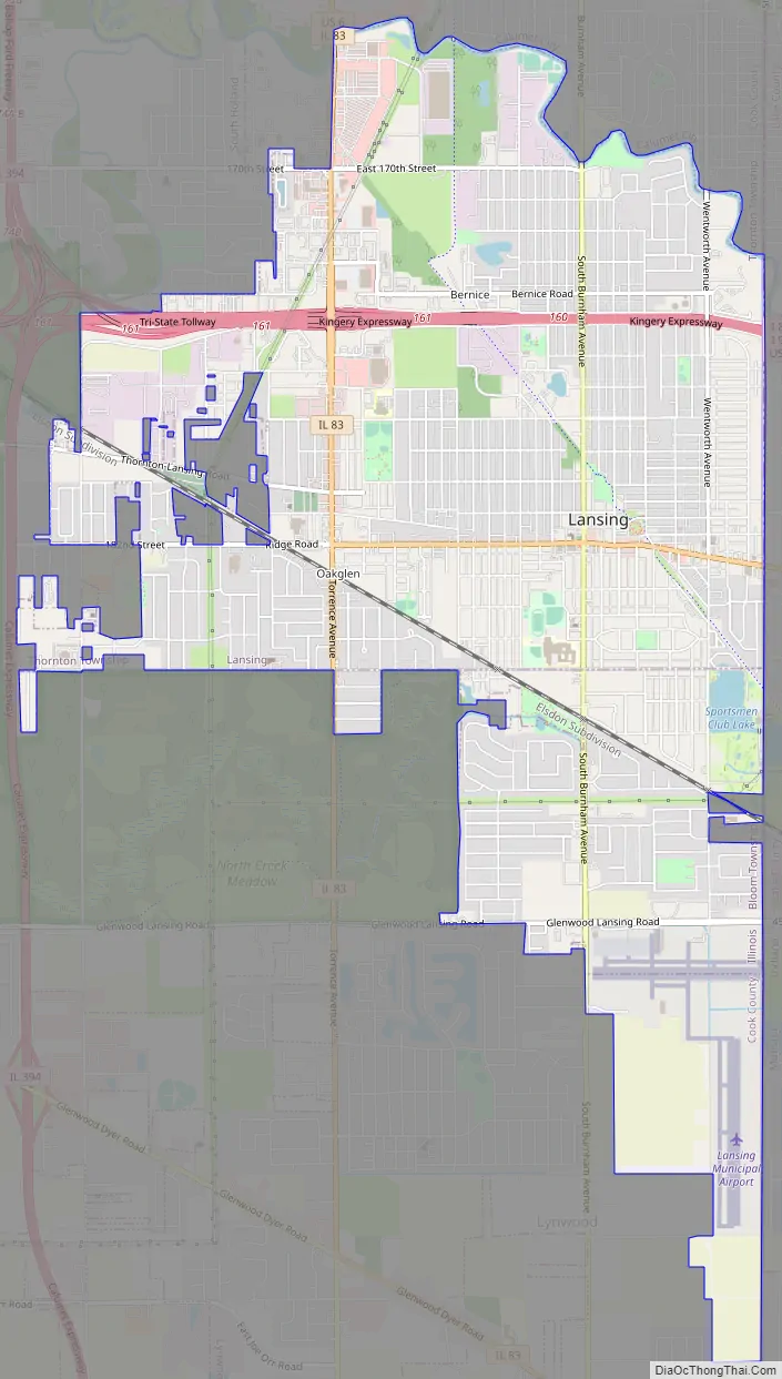 Map of Lansing village, Illinois