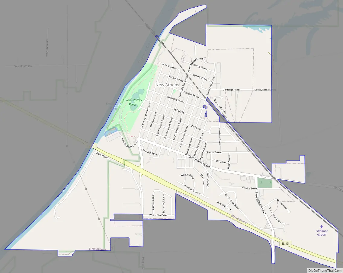Map of New Athens village, Illinois