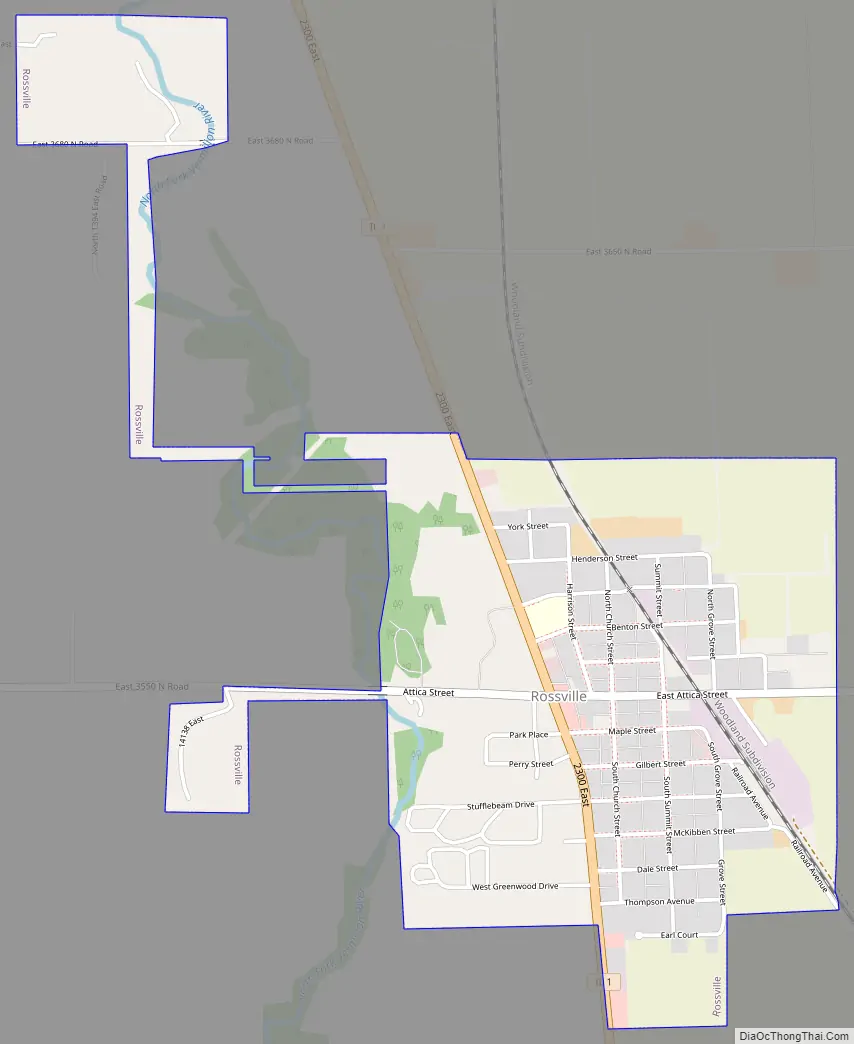 Map of Rossville village, Illinois