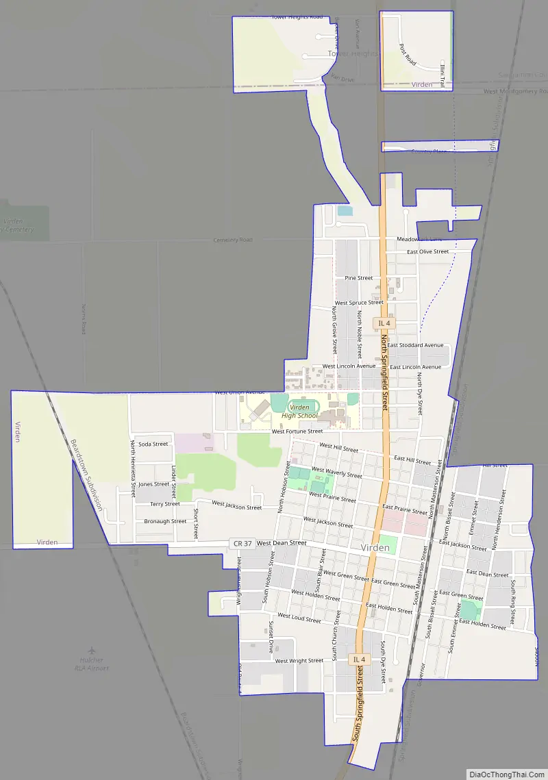 Map of Virden city, Illinois