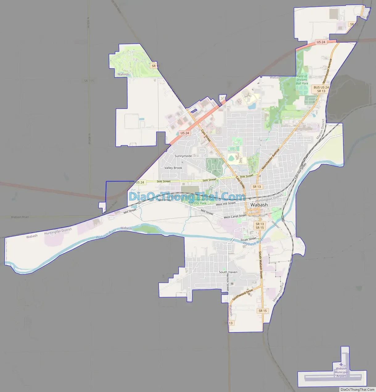 Map of Wabash city