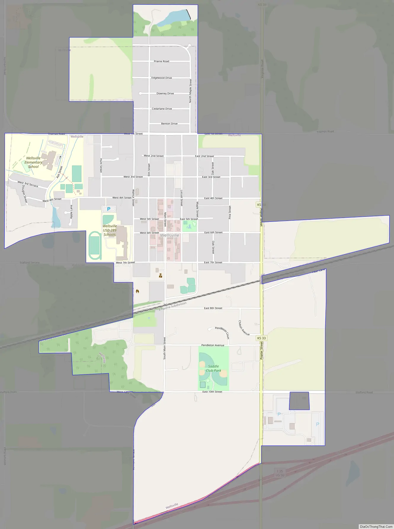 Map of Wellsville city, Kansas
