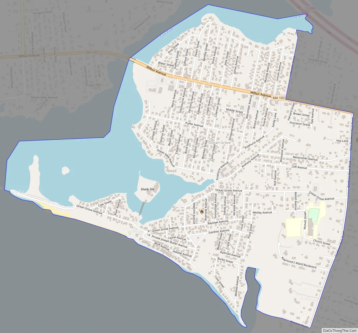 Map of Ocean Grove CDP, Massachusetts