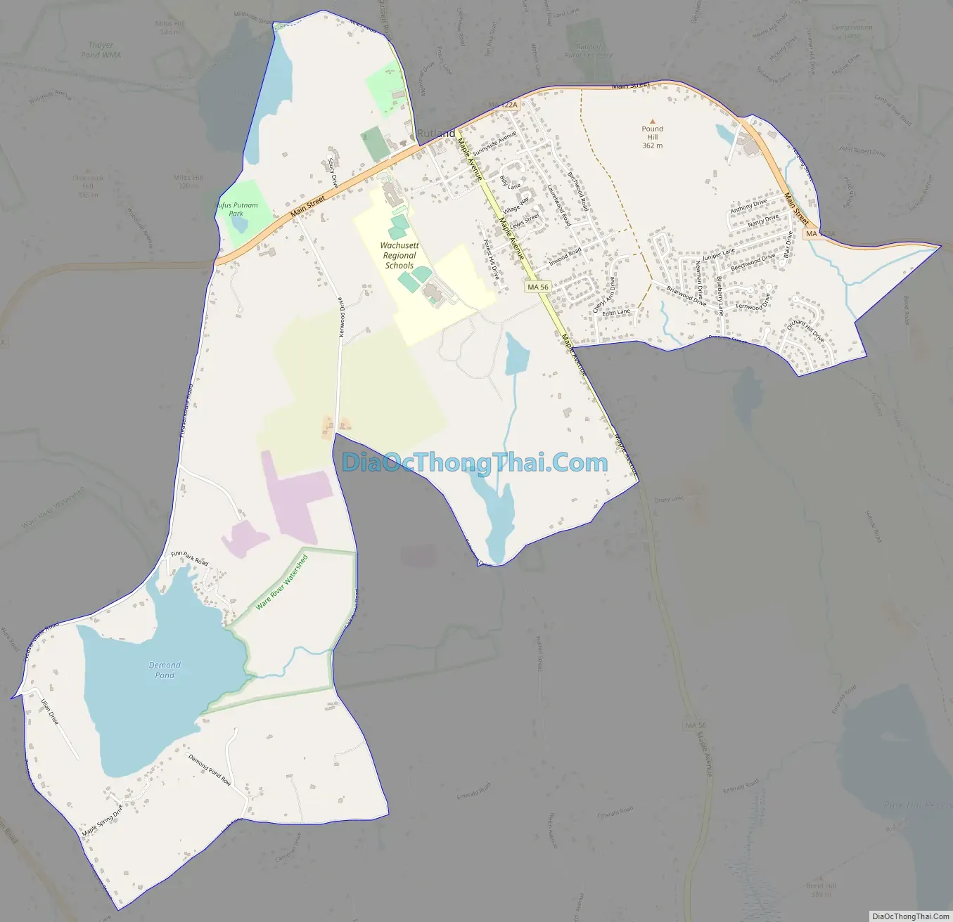 Map of Rutland CDP, Massachusetts