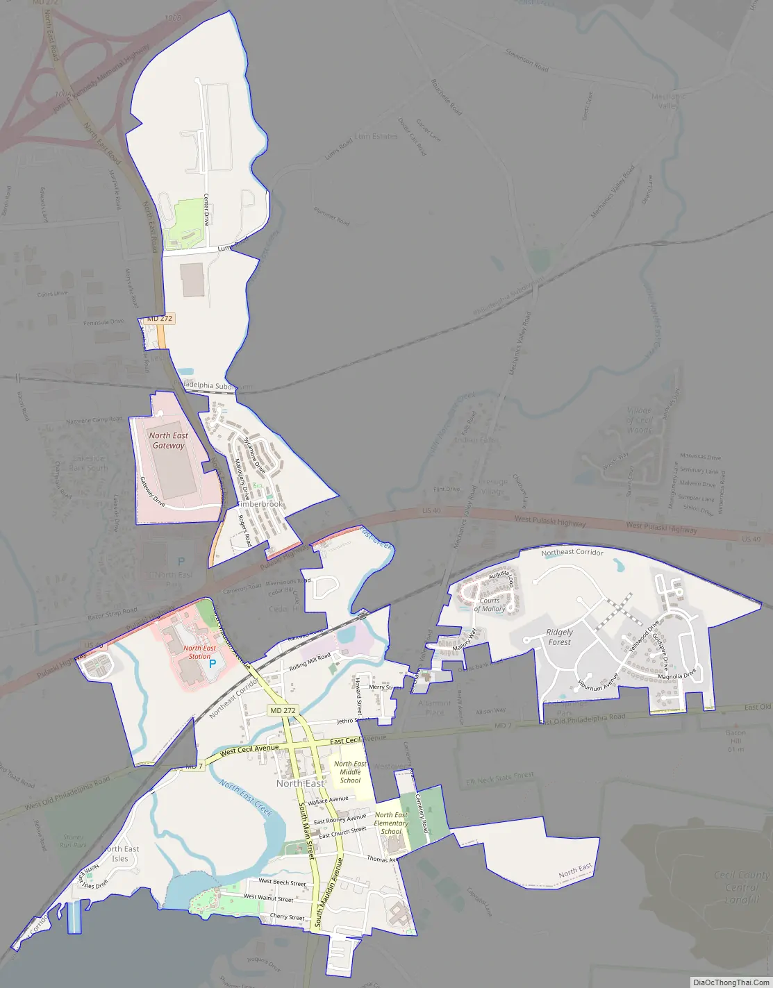 Map of North East town, Maryland