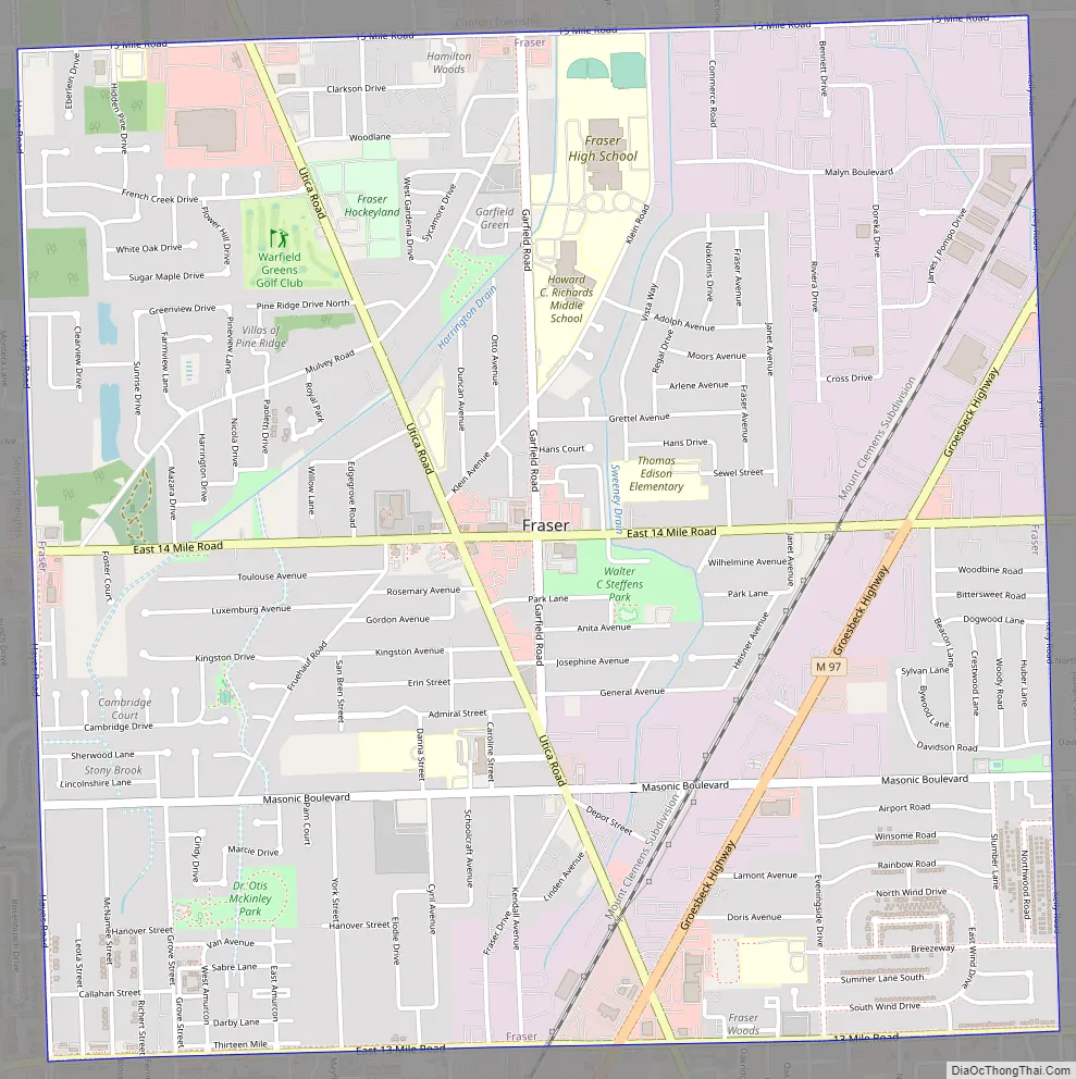 Map of Fraser city, Michigan