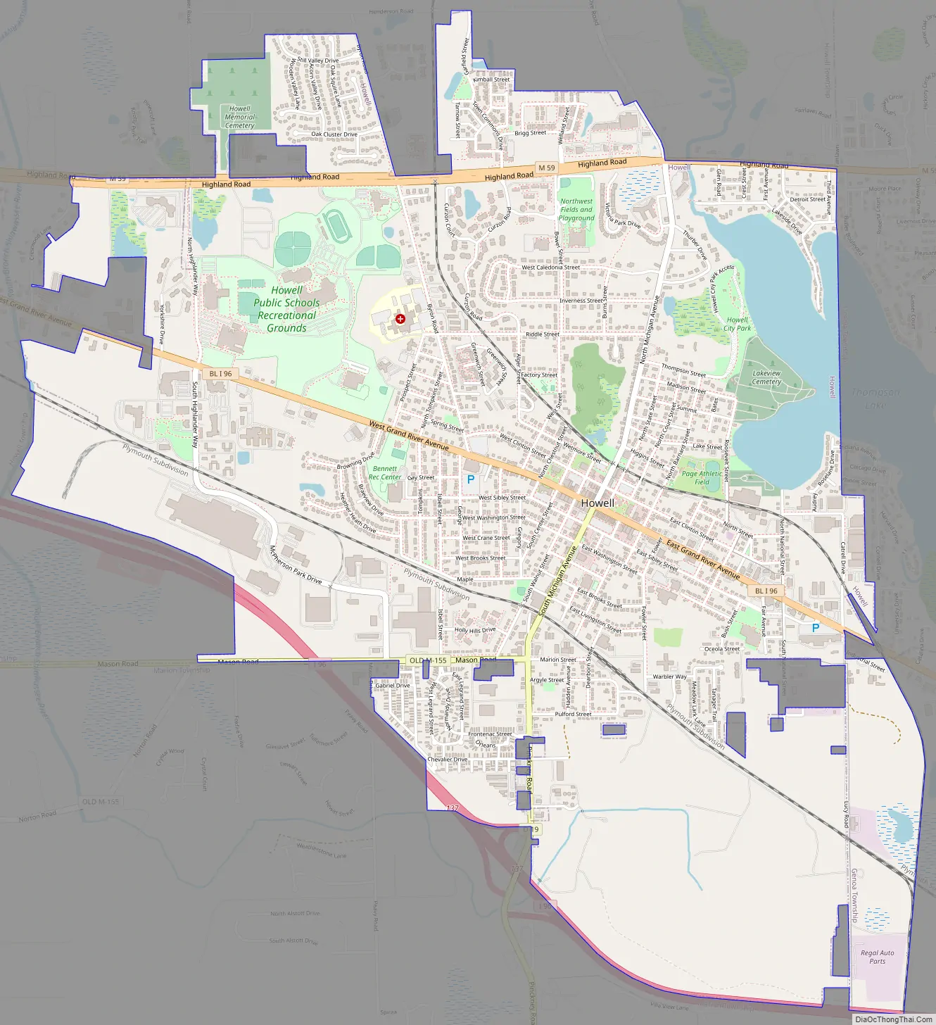 Map of Howell city, Michigan