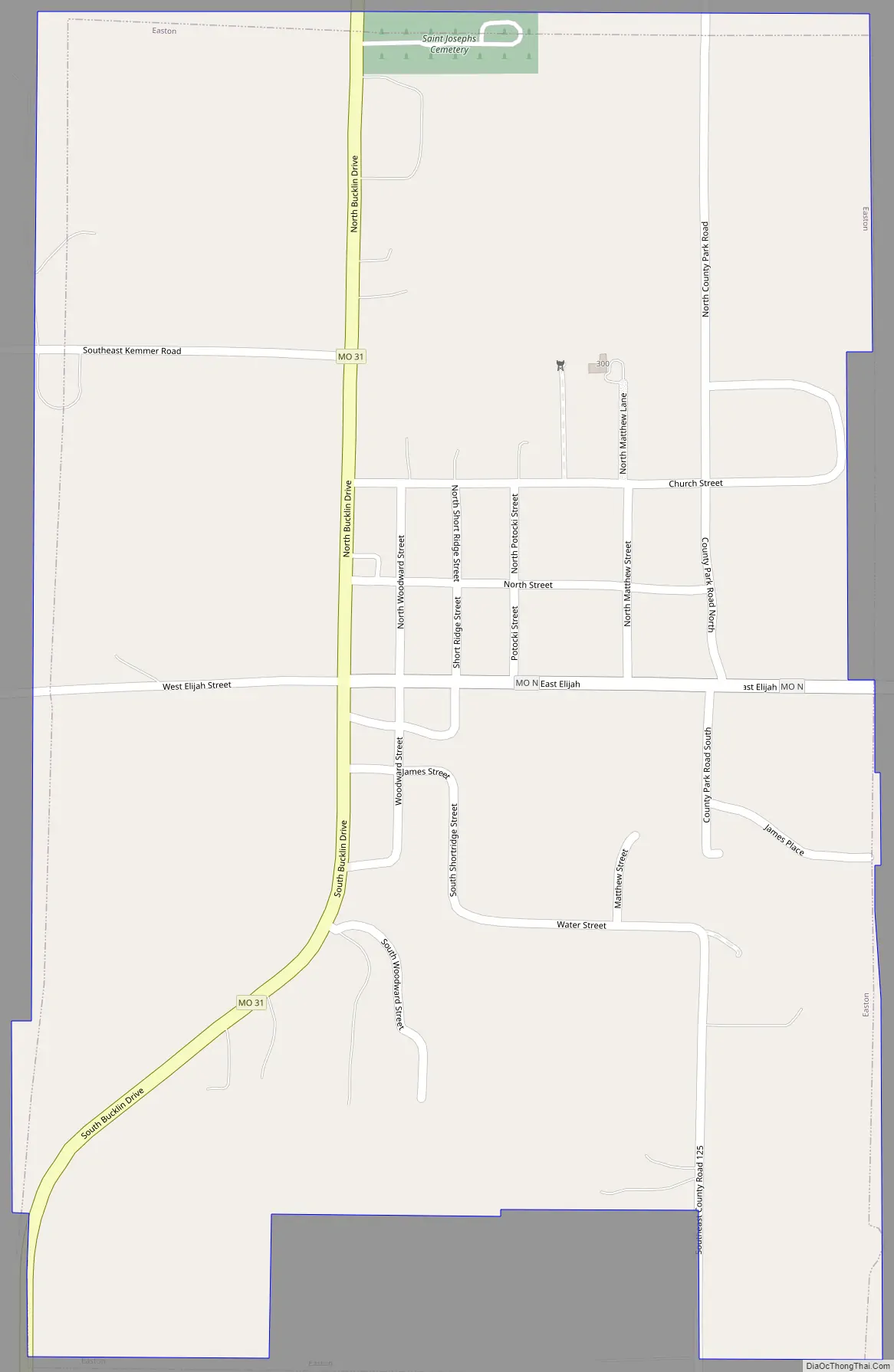 Map of Easton city, Missouri