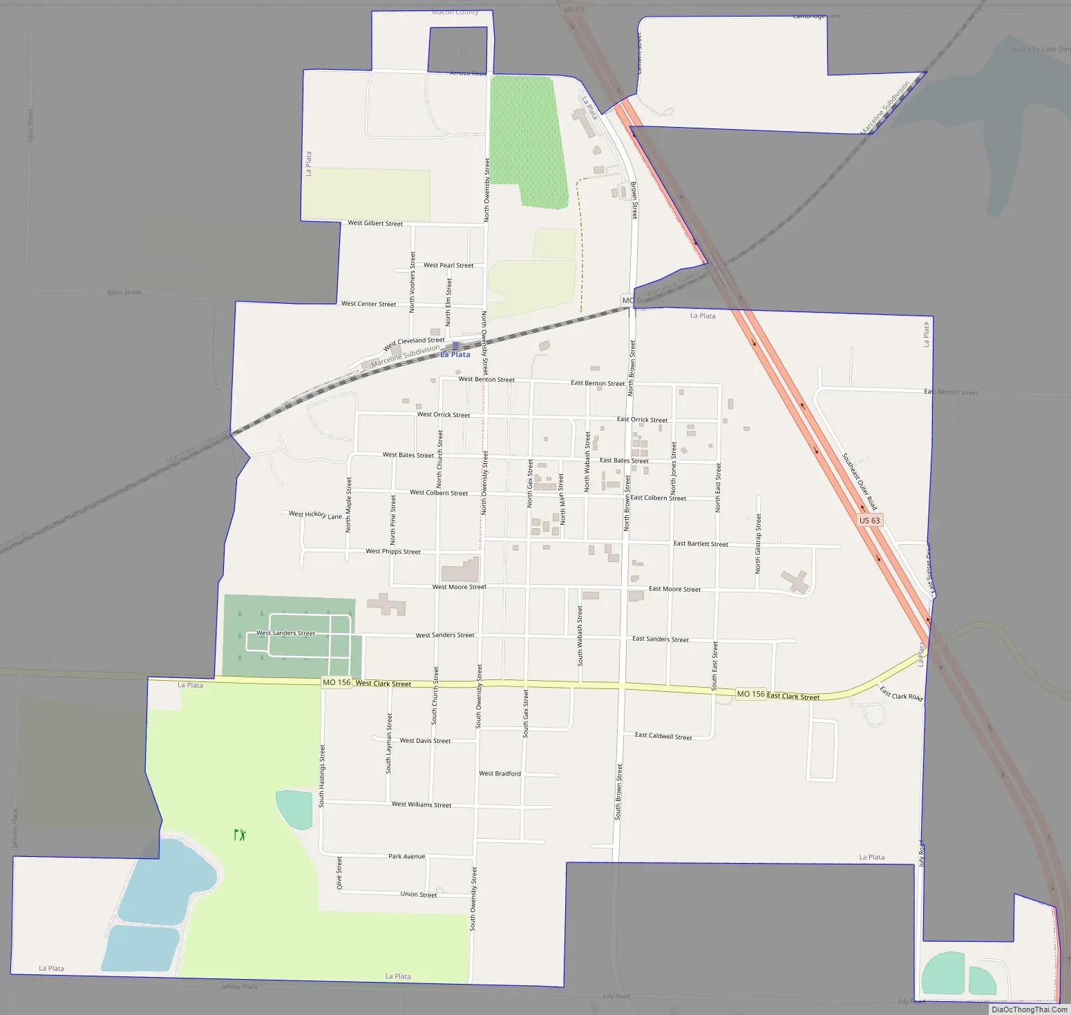 Map of La Plata city, Missouri