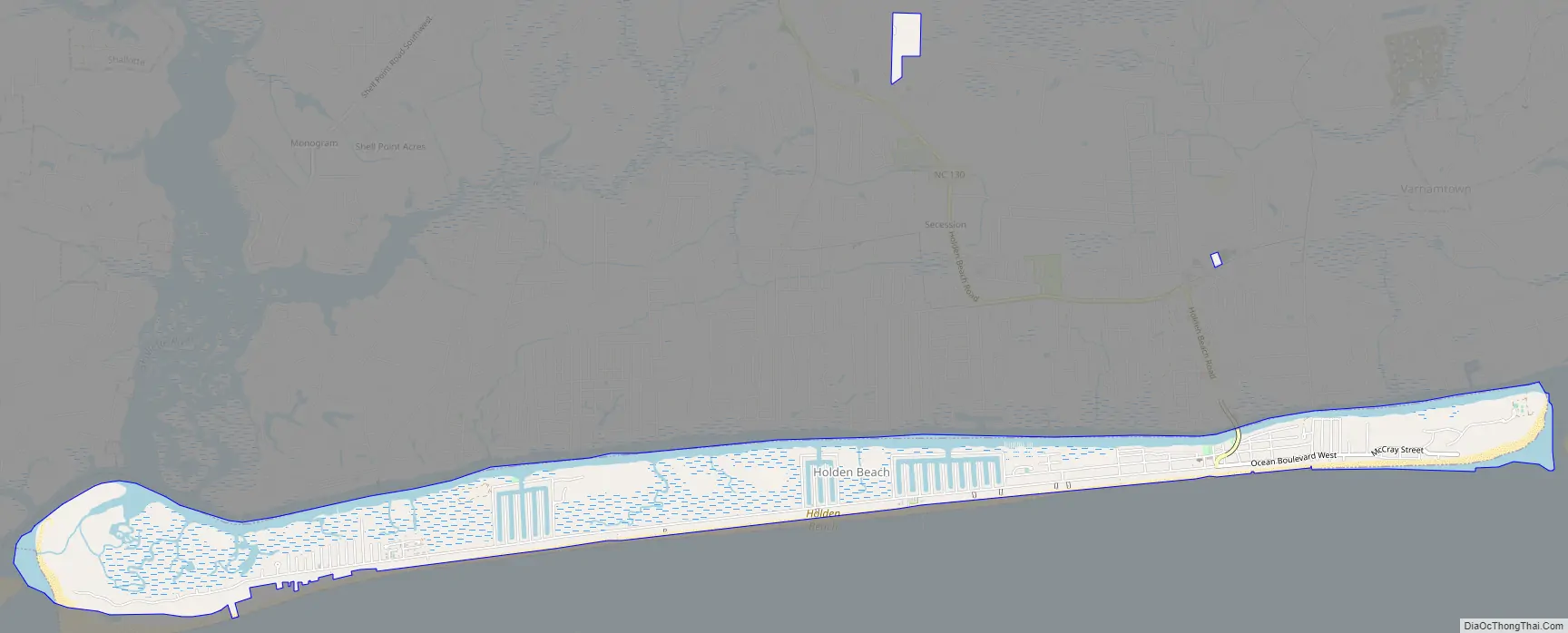 Map of Holden Beach town
