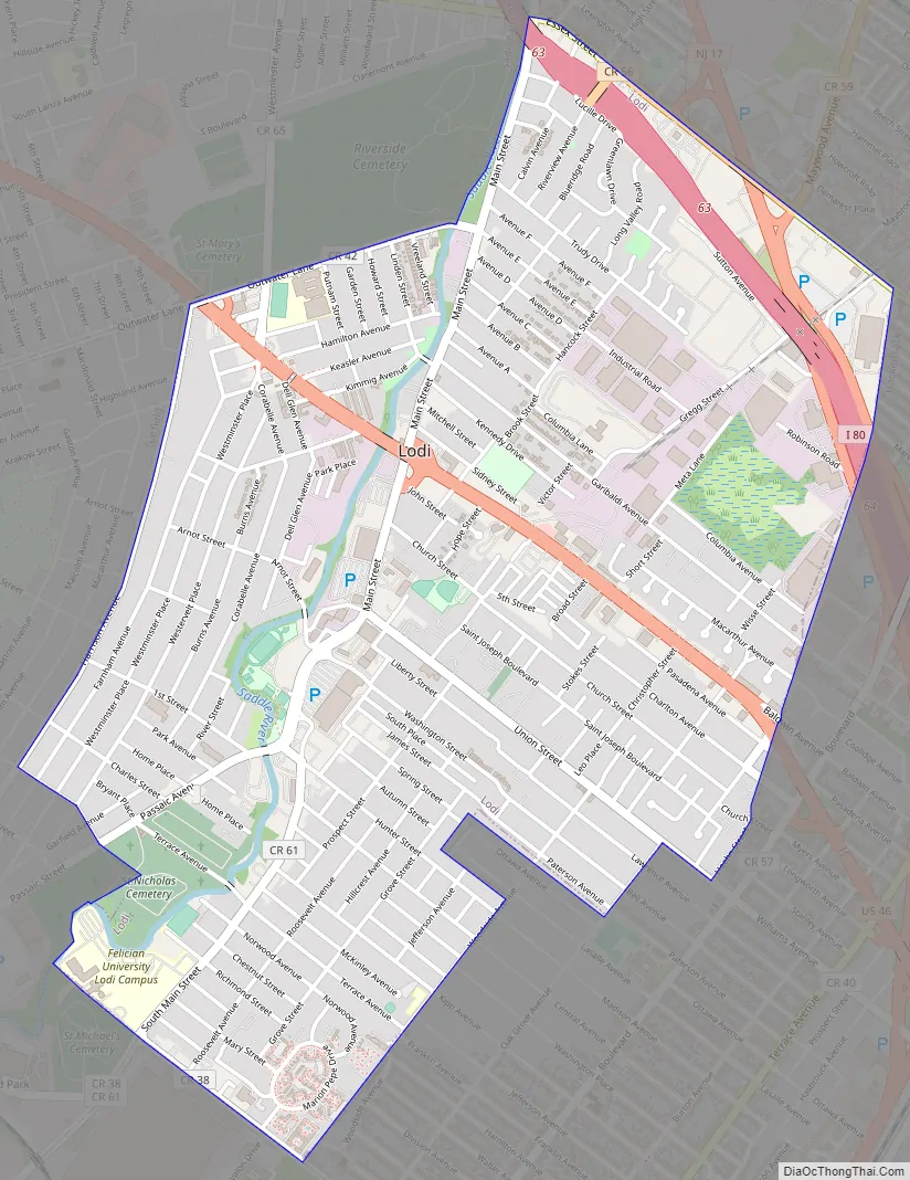 Map of Lodi borough, New Jersey