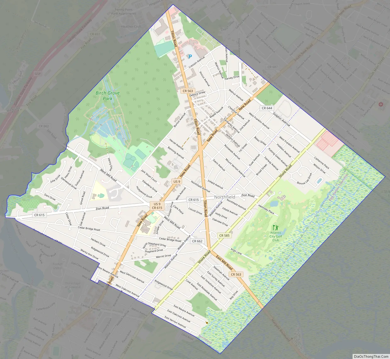 Map of Northfield city, New Jersey