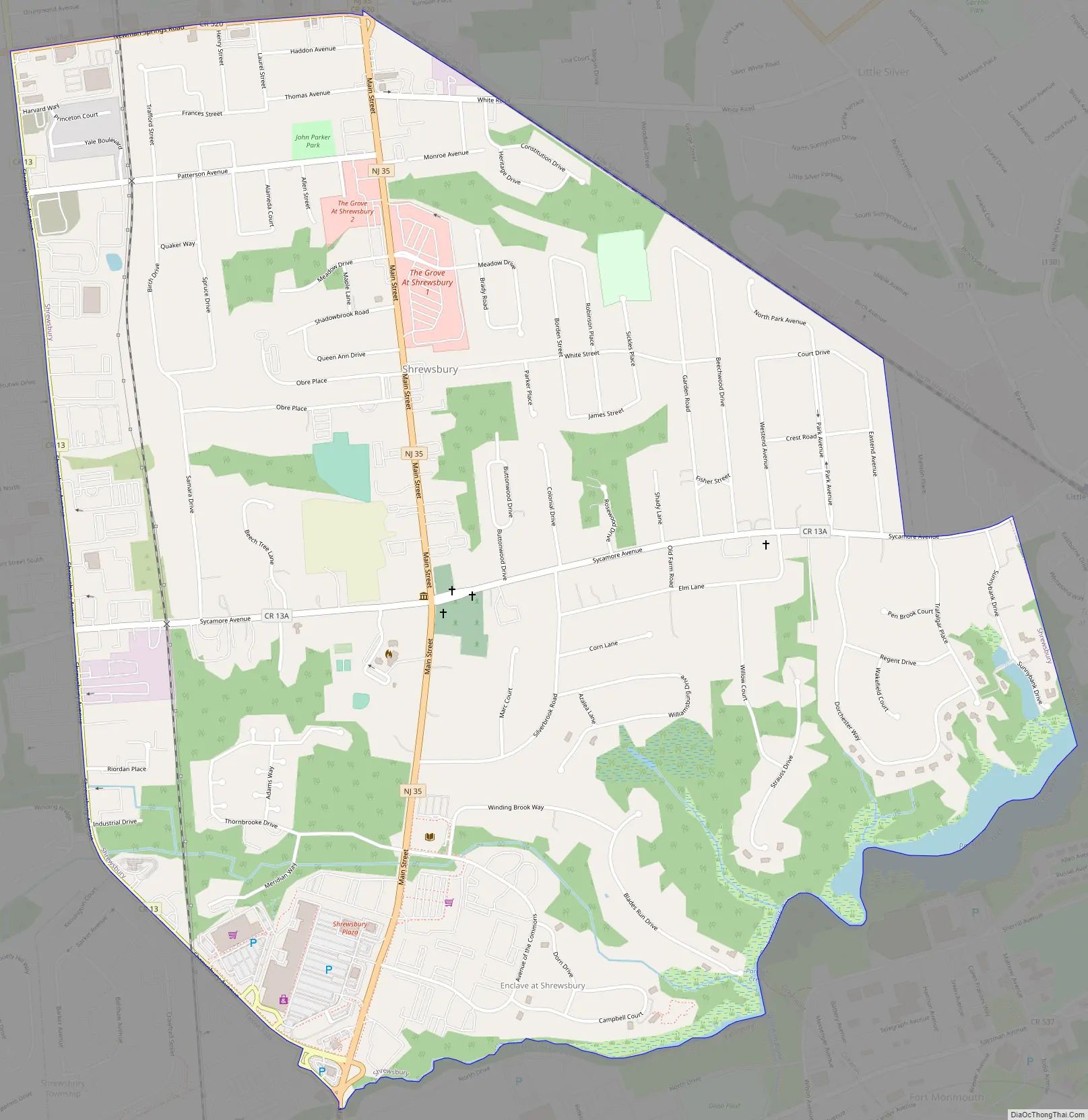 Map of Shrewsbury borough, New Jersey
