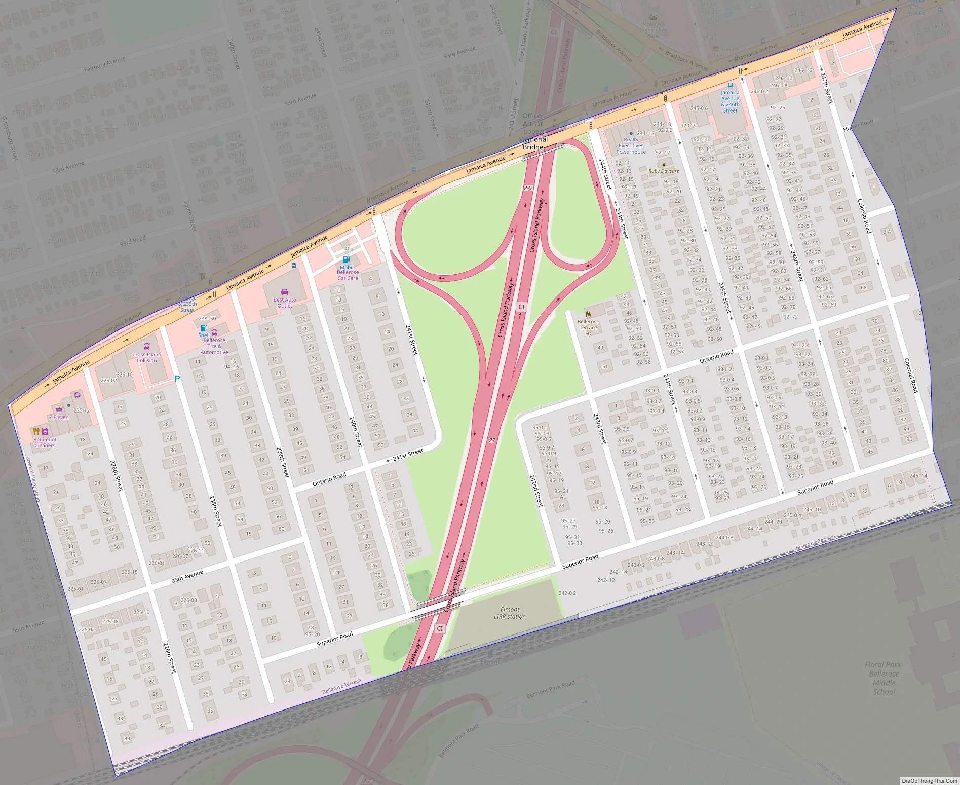 Map of Bellerose Terrace CDP