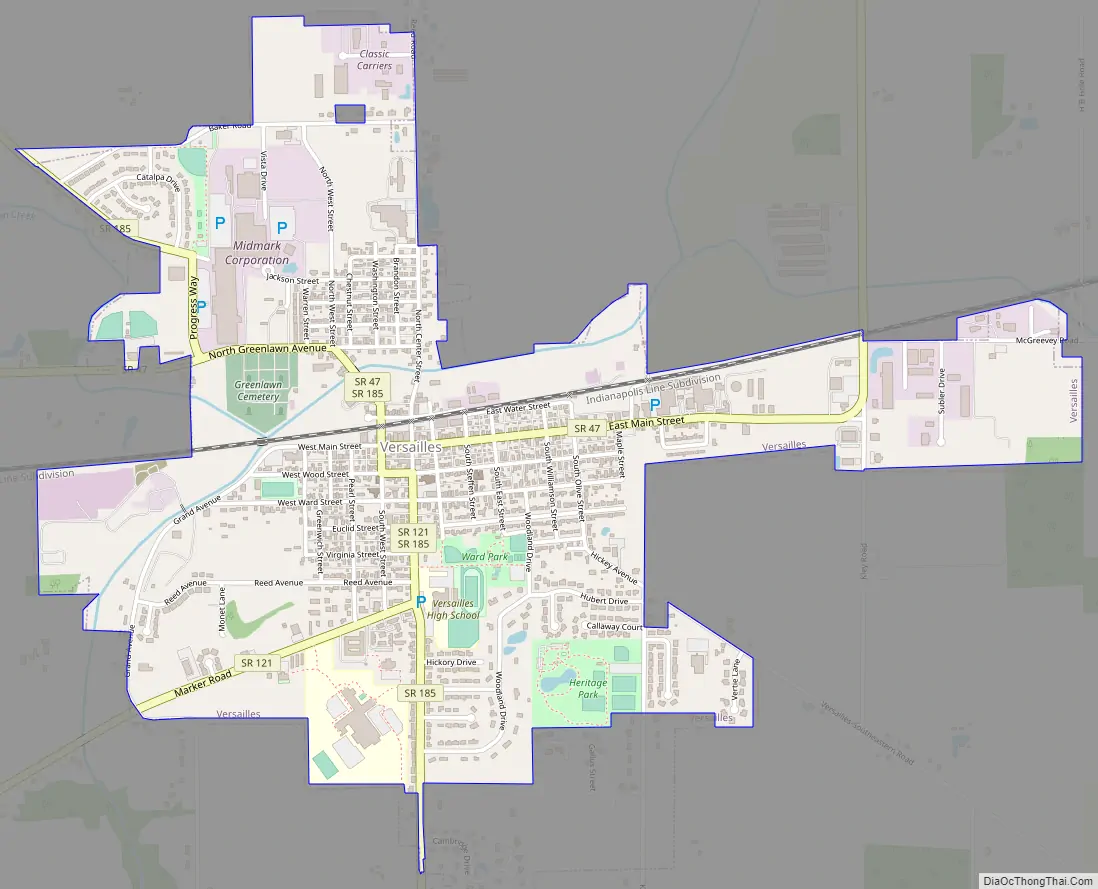 Map of Versailles village, Ohio