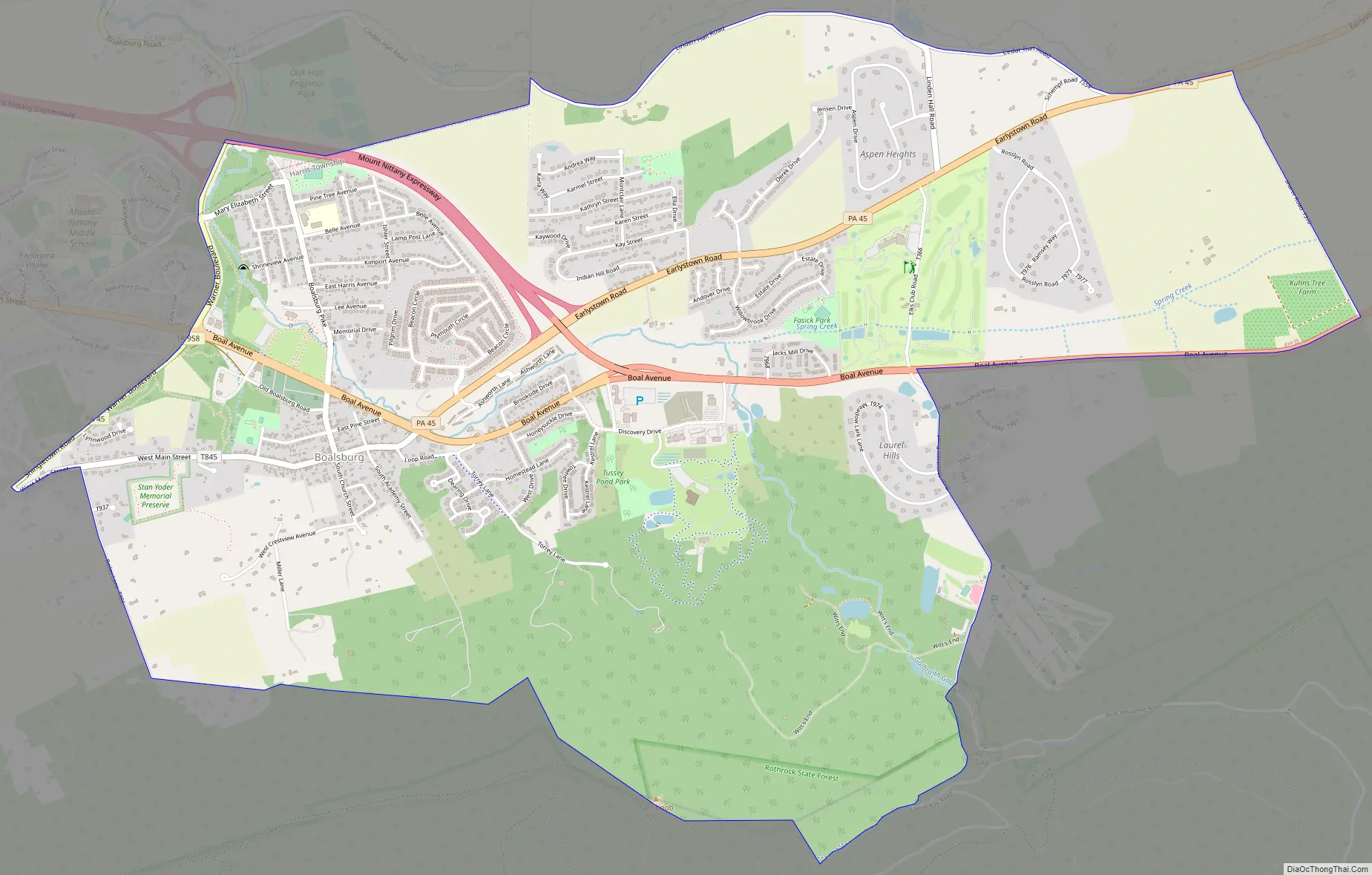 Map of Boalsburg CDP