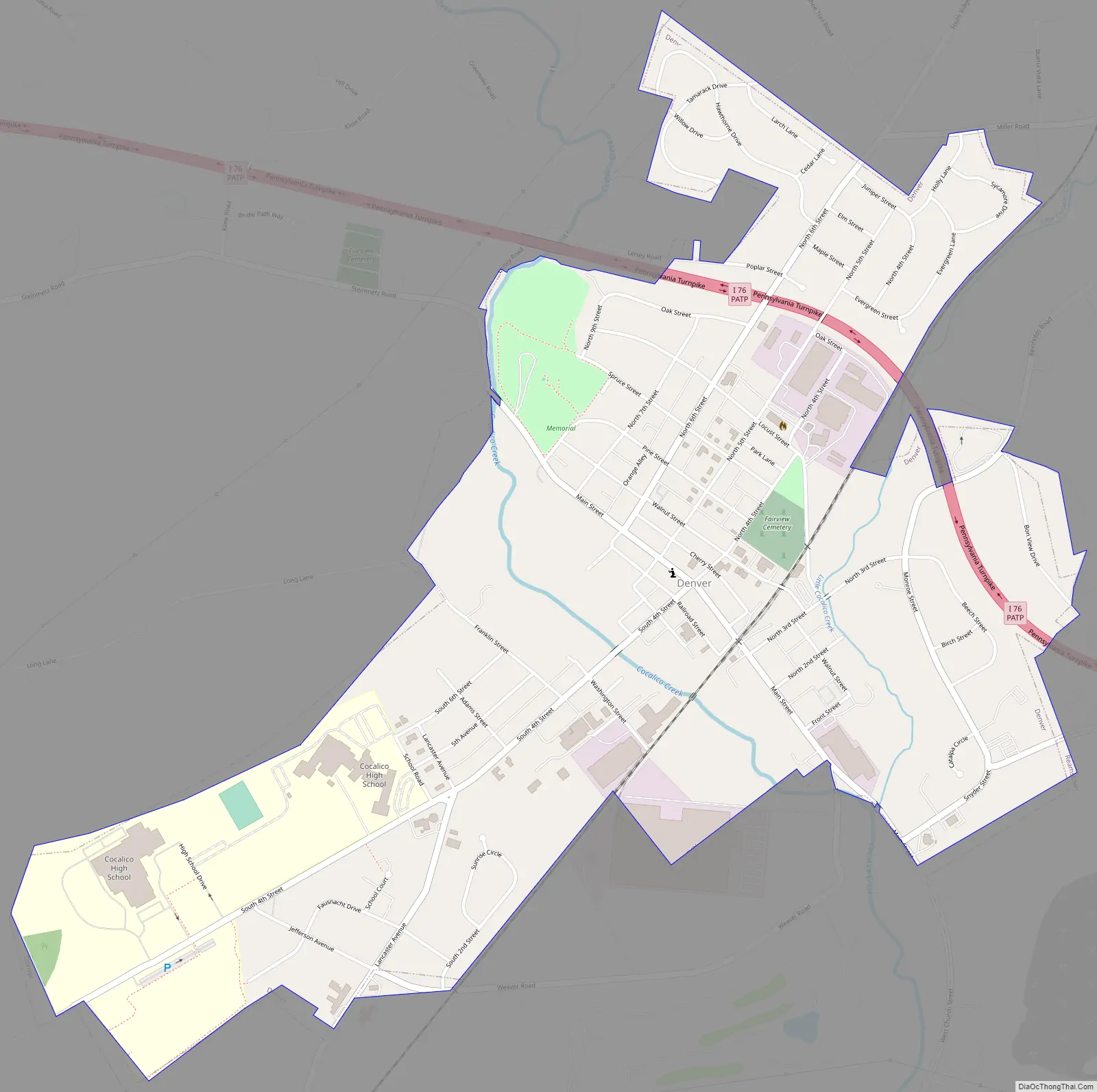 Map of Denver borough, Pennsylvania