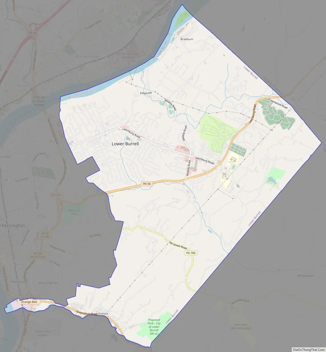 Map of Lower Burrell city