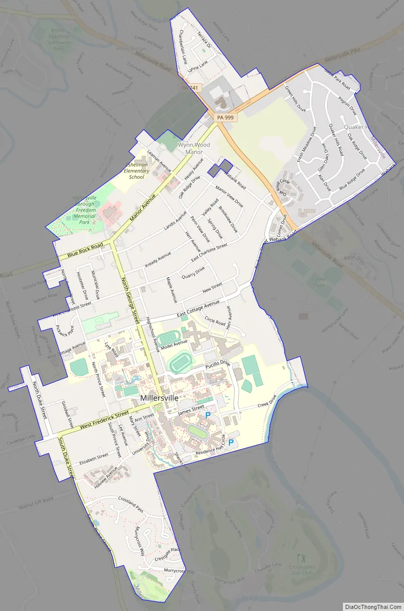 Map of Millersville borough, Pennsylvania