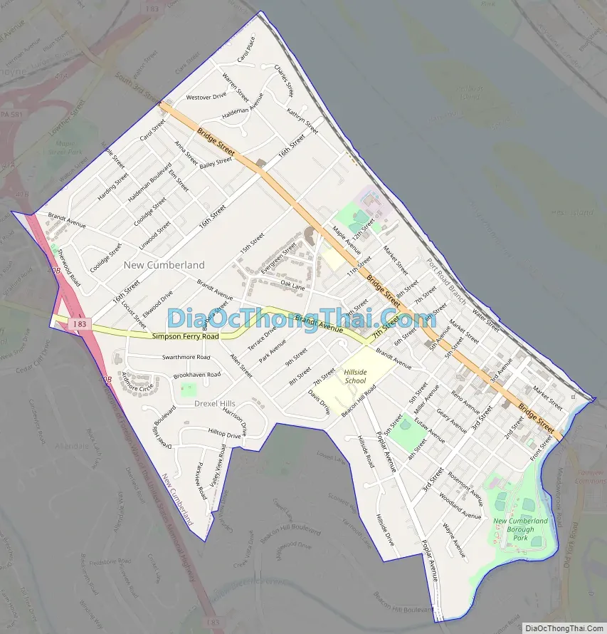 Map of New Cumberland borough, Pennsylvania