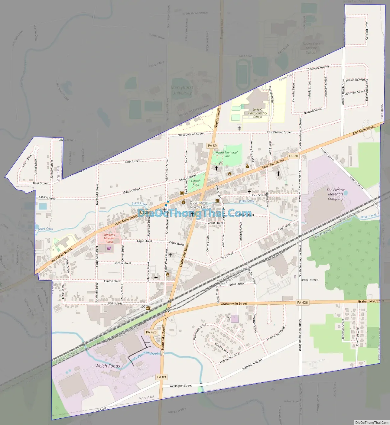 Map of North East borough, Pennsylvania