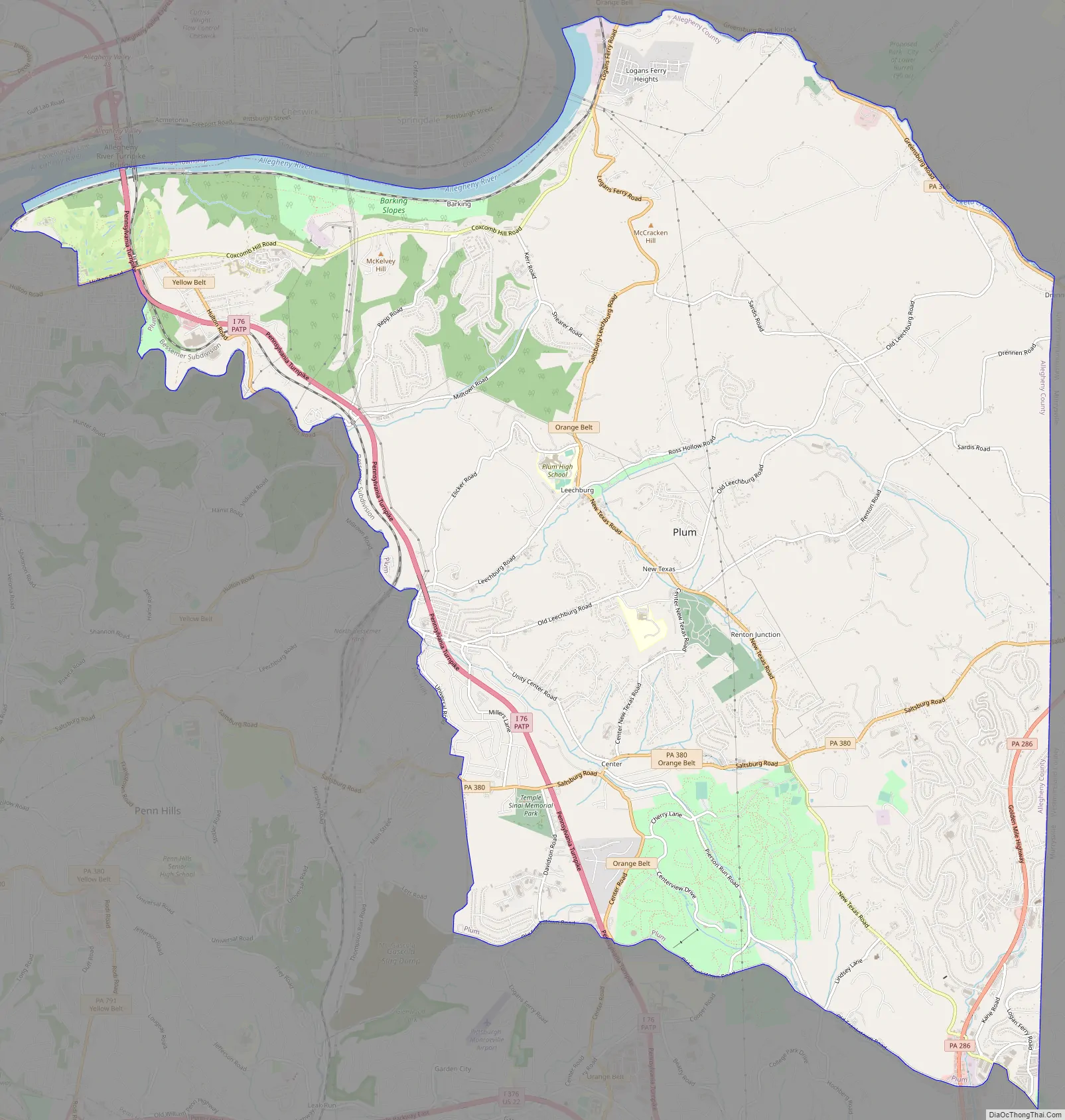 Map of Plum borough