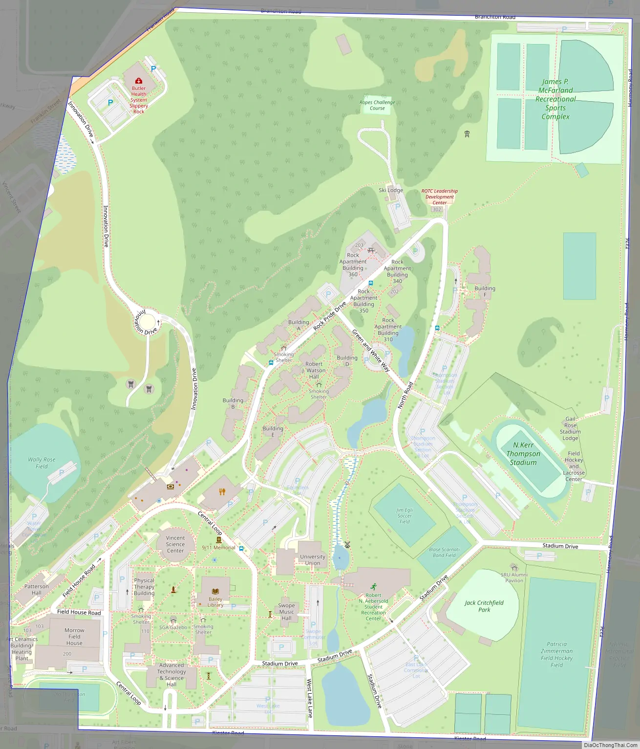 Map of Slippery Rock University CDP