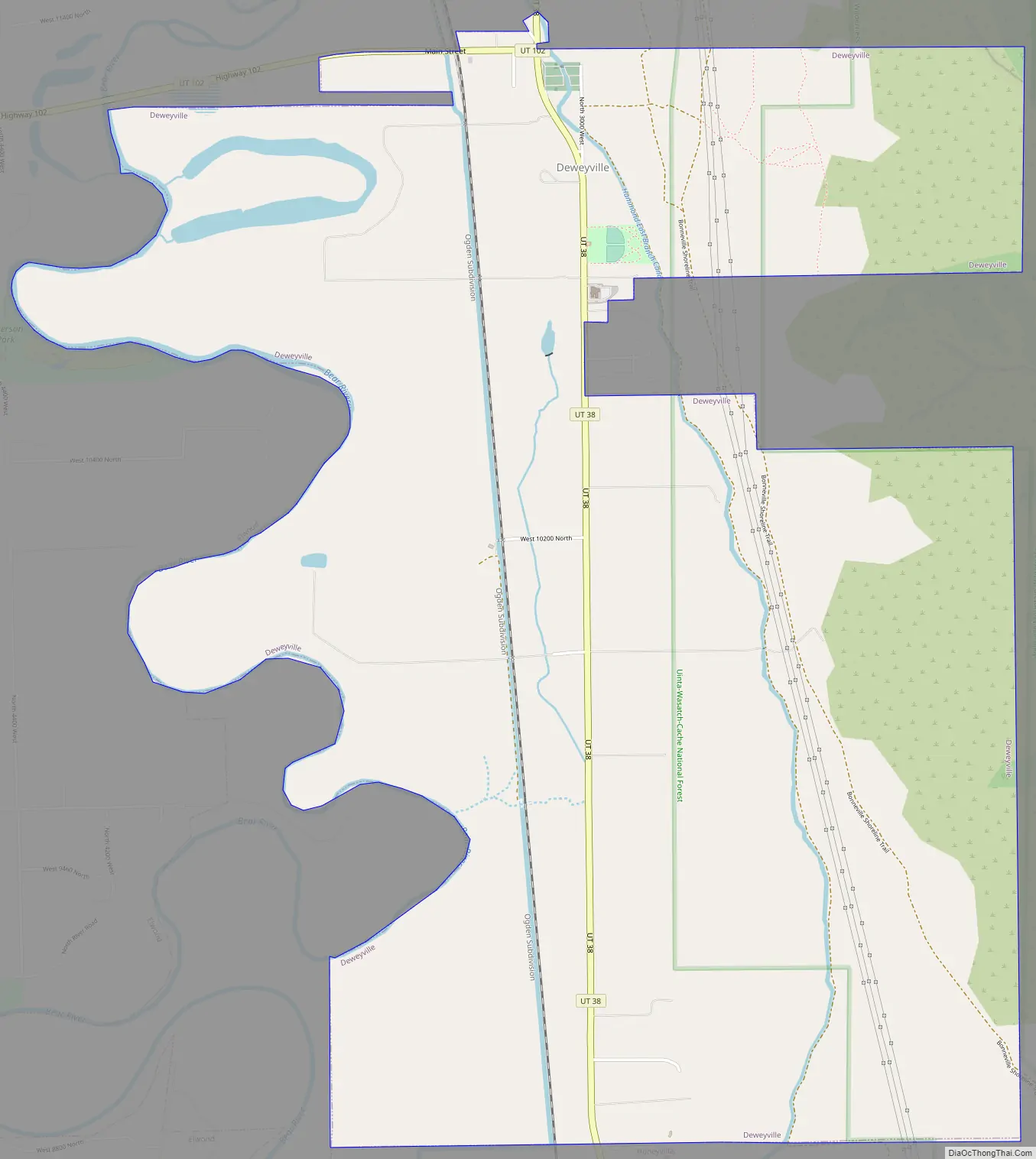 Map of Deweyville town, Utah