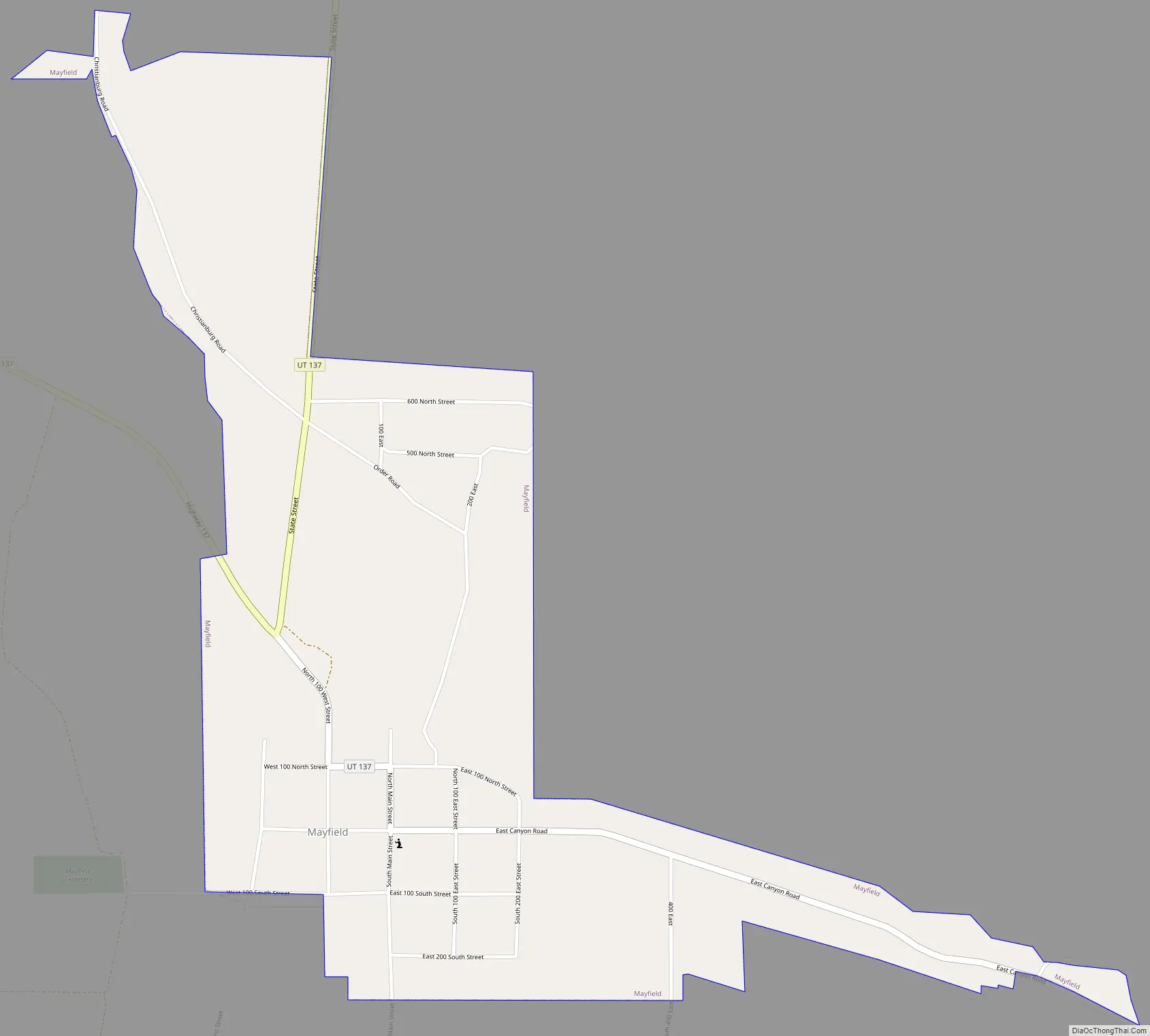 Map of Mayfield town, Utah