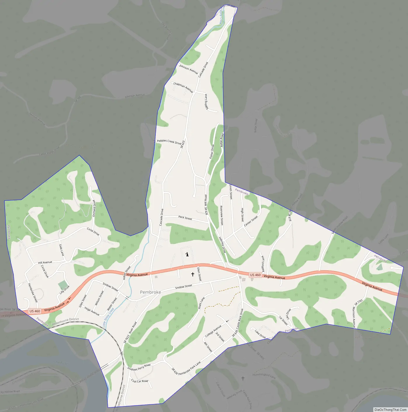 Map of Pembroke town, Virginia