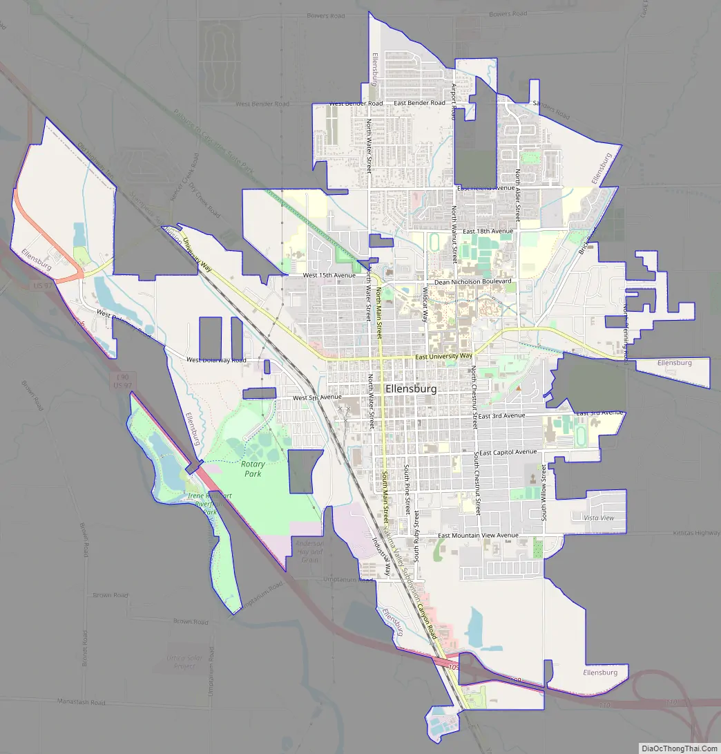 Map of Ellensburg city