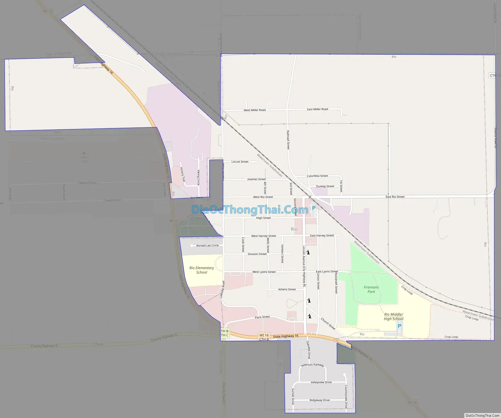 Map of Rio village, Wisconsin