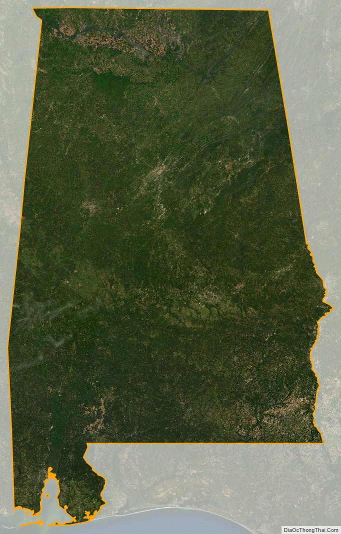 Bản đồ bang Alabama từ vệ tinh
