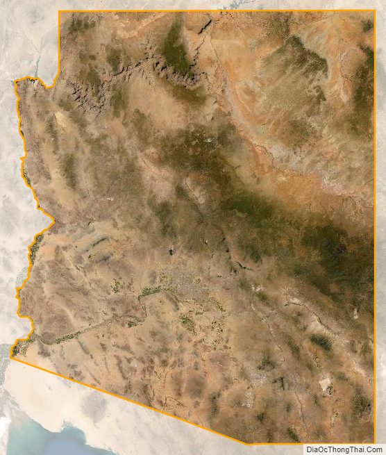 Bản đồ bang Arizona từ vệ tinh