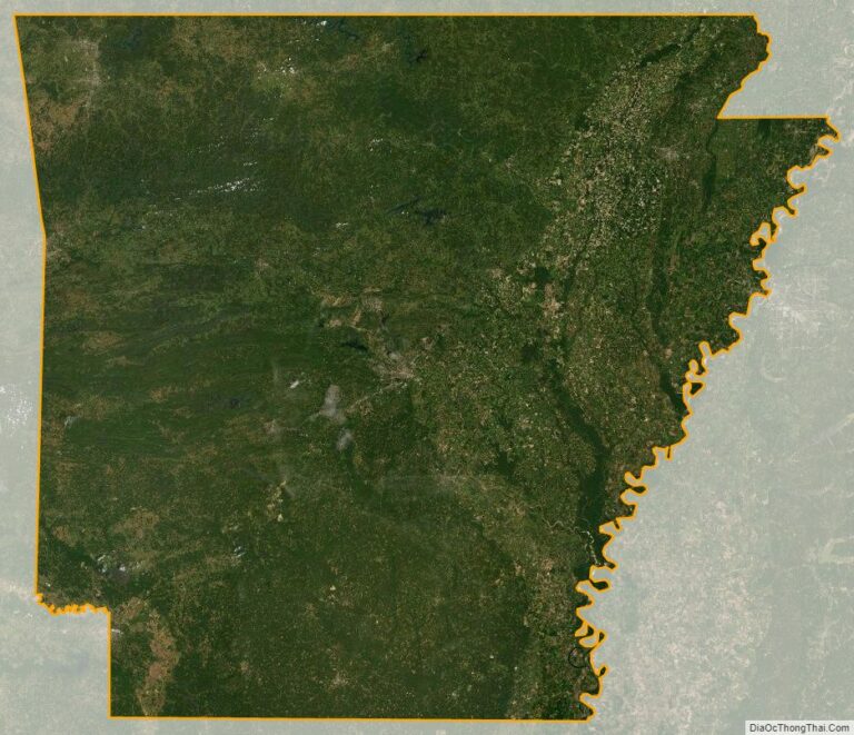 Bản đồ bang Arkansas từ vệ tinh