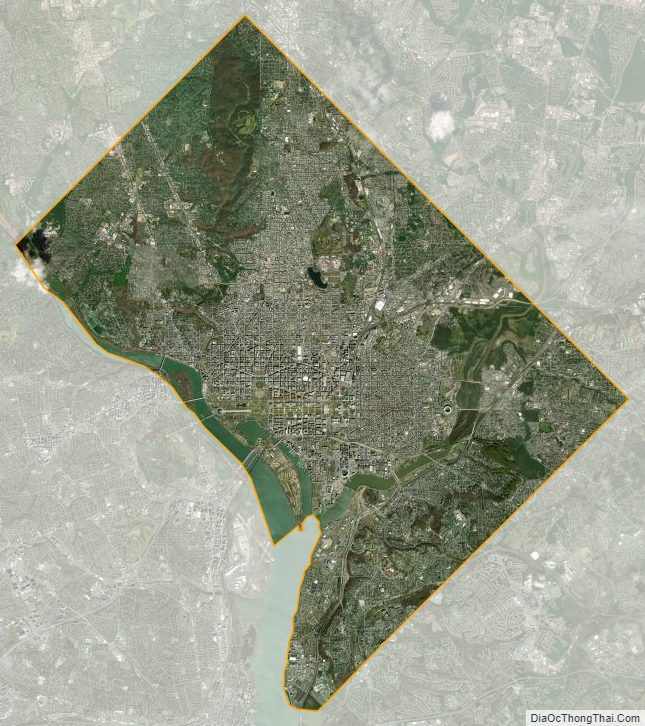 District of Columbia satellite map