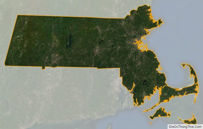 Bản đồ bang Massachusetts từ vệ tinh