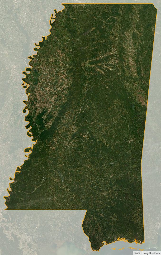 Bản đồ bang Mississippi từ vệ tinh