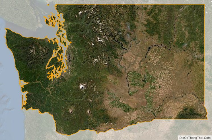 Bản đồ bang Washington từ vệ tinh