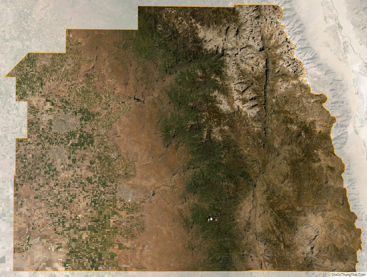 Satellite Map of Tulare County, California