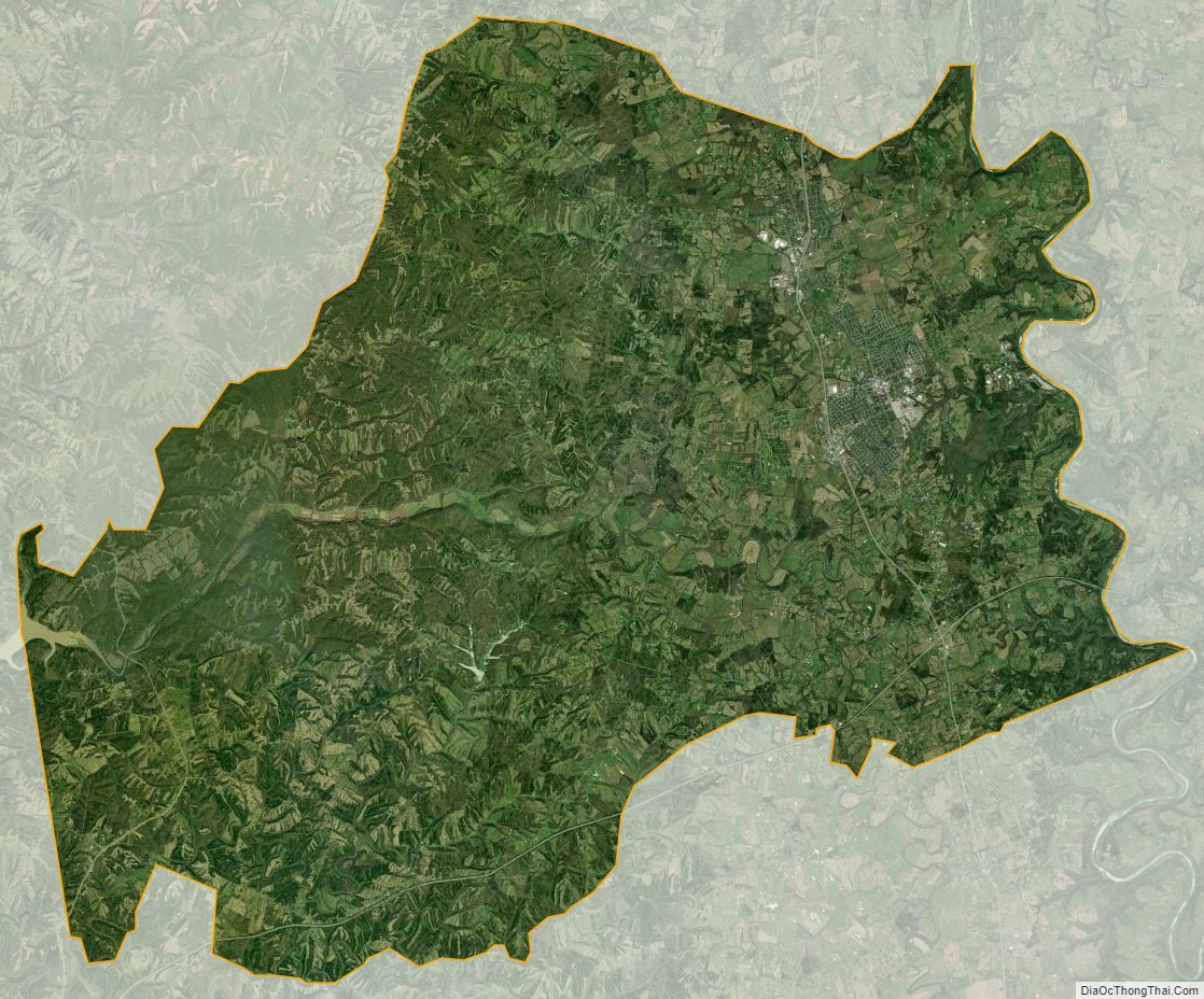 Satellite Map of Anderson County, Kentucky