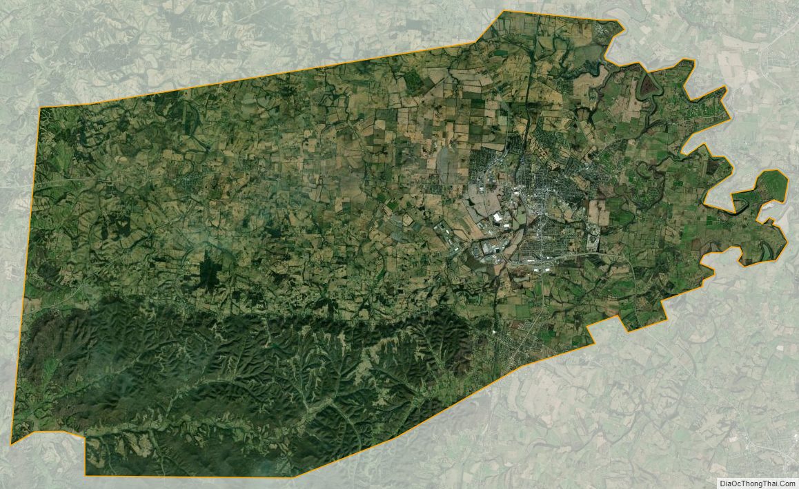 Satellite map of Boyle County, Kentucky