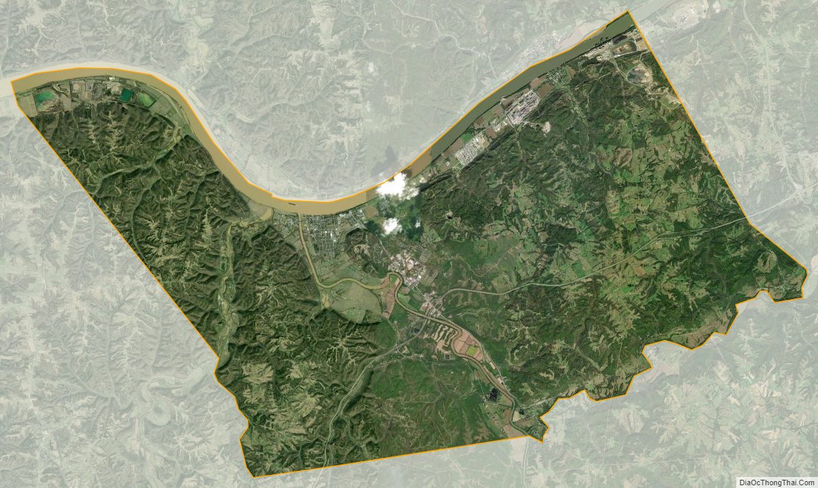 Satellite Map of Carroll County, Kentucky