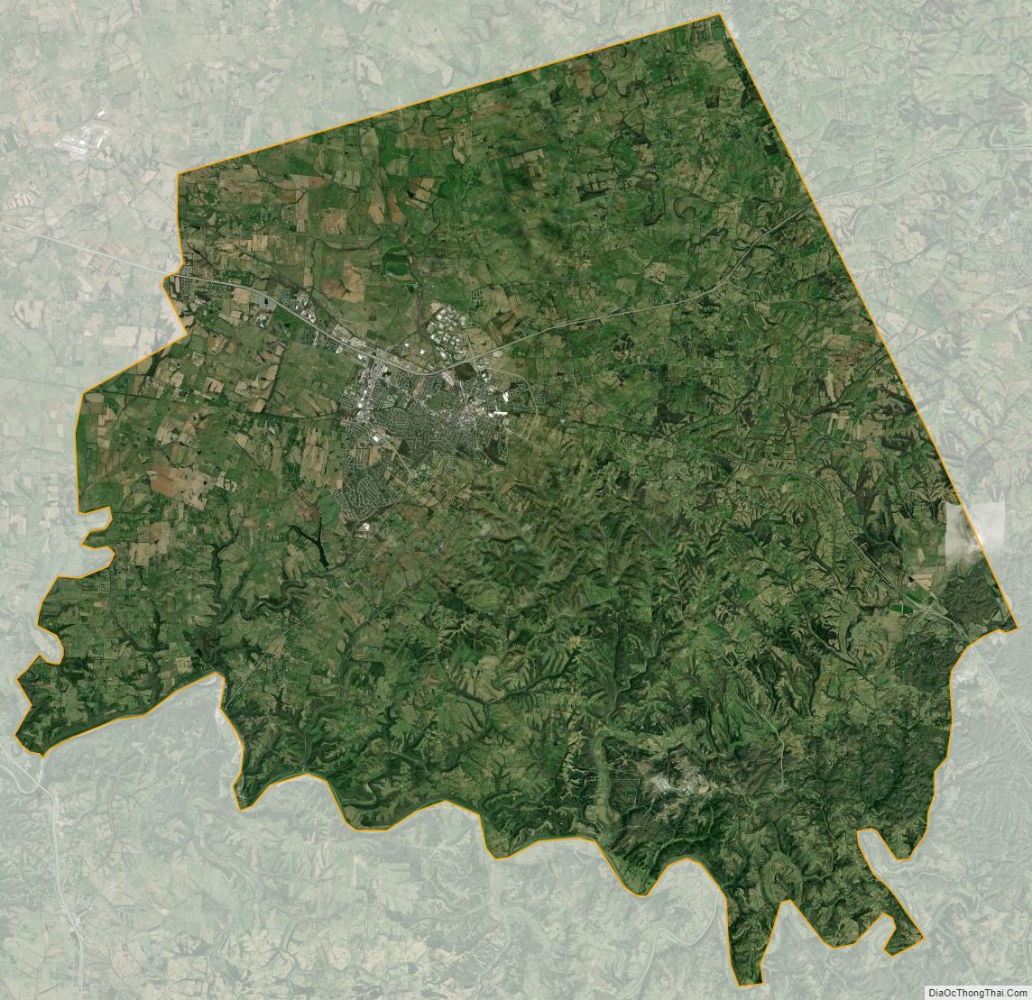 Satellite map of Clark County, Kentucky