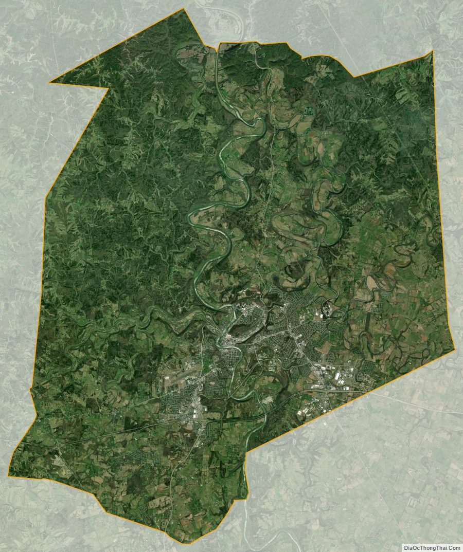 Satellite map of Franklin County, Kentucky